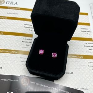 New 2ctw Certified VVS Purplish Red Moissanite Diamond